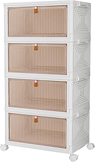 PurKeep Storage Box with Lid - 23 L x 4 Plastic Box with Lid, Folding Box, Foldable Storage Container for Home and Office, White, 4 Packs