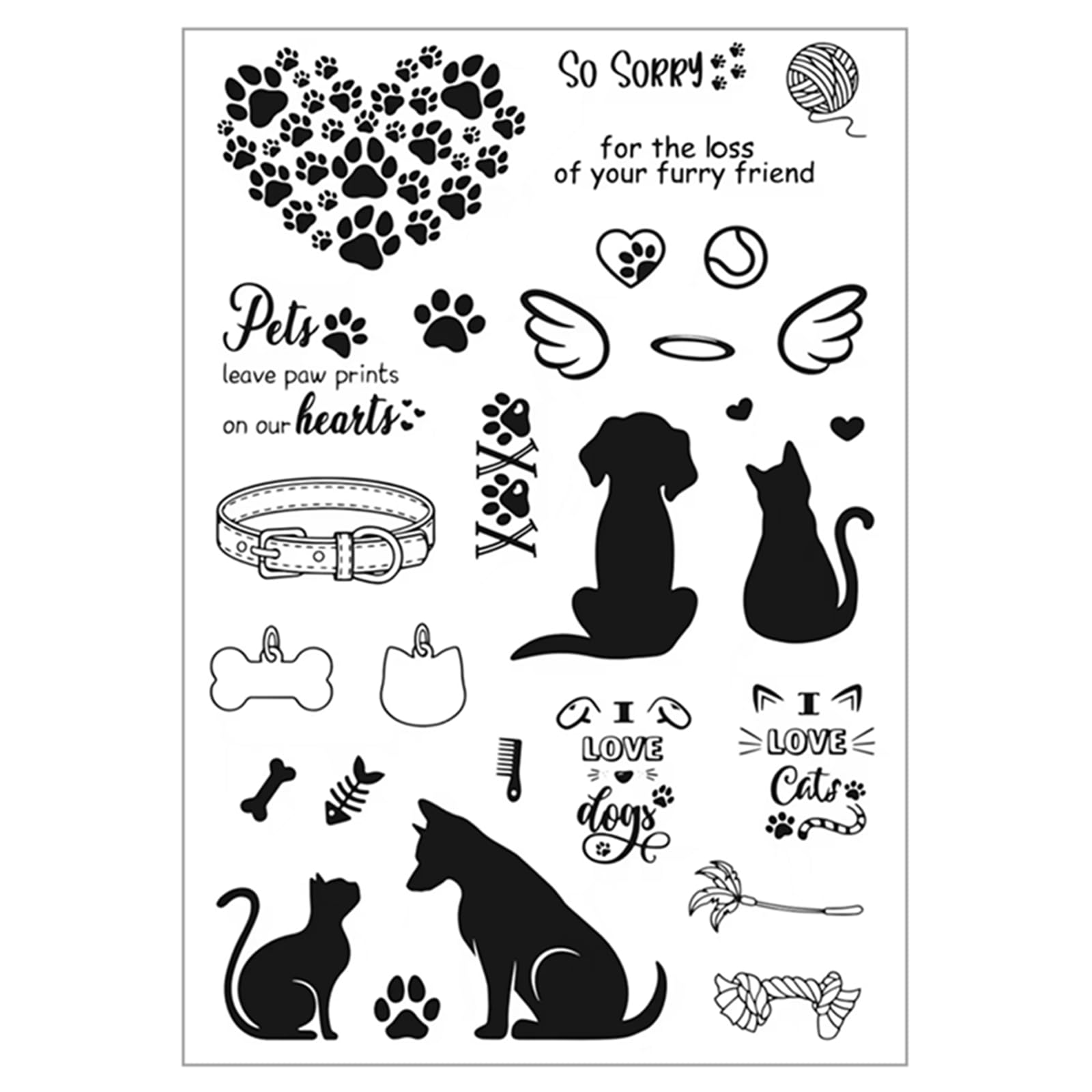 Timbri in silicone trasparenti con cane peloso e impronte zampa gatto per decorazioni album biglietti