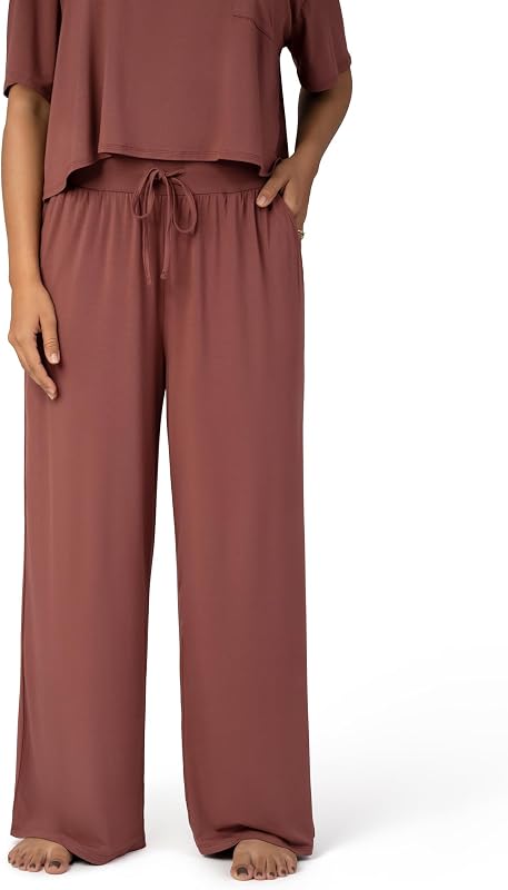 Pantalones premamá de pierna ancha Bravely Aria para embarazo y posparto | Pantalón de chándal suave para embarazadas con bolsillos y cintura ajustable con cordón. Pantalones informales transpirables, elásticos y ligeros.