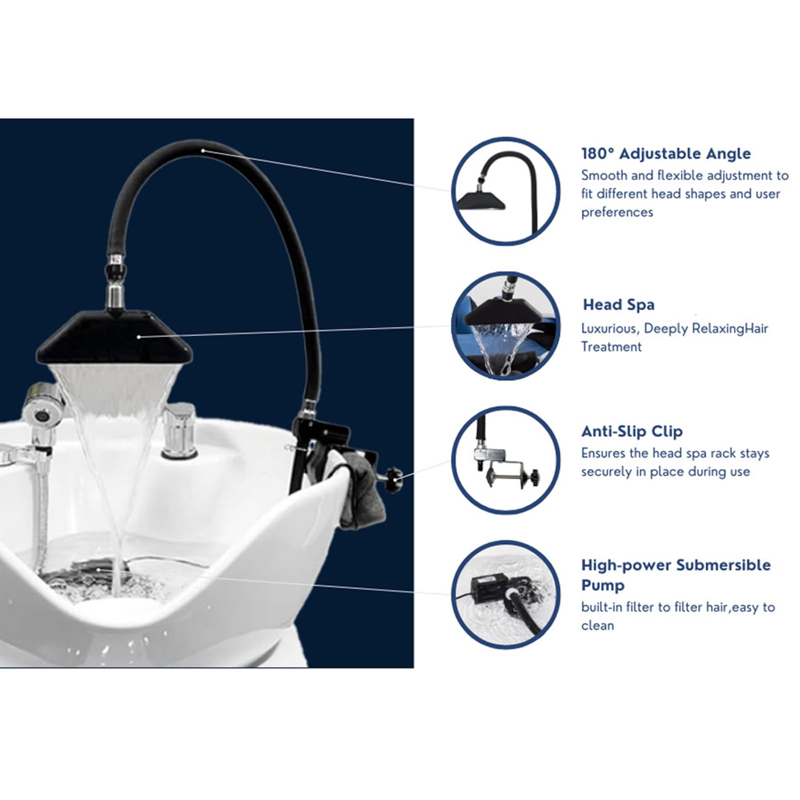 Equipo De Circulación De Agua Para Spa Capilar, Estructura Portátil De Circulación De Agua Con Bomba De Agua, Ajustable En 180°, Limpieza Profunda Del Cuero Cabelludo Y Tratamiento Capilar, Para Salon