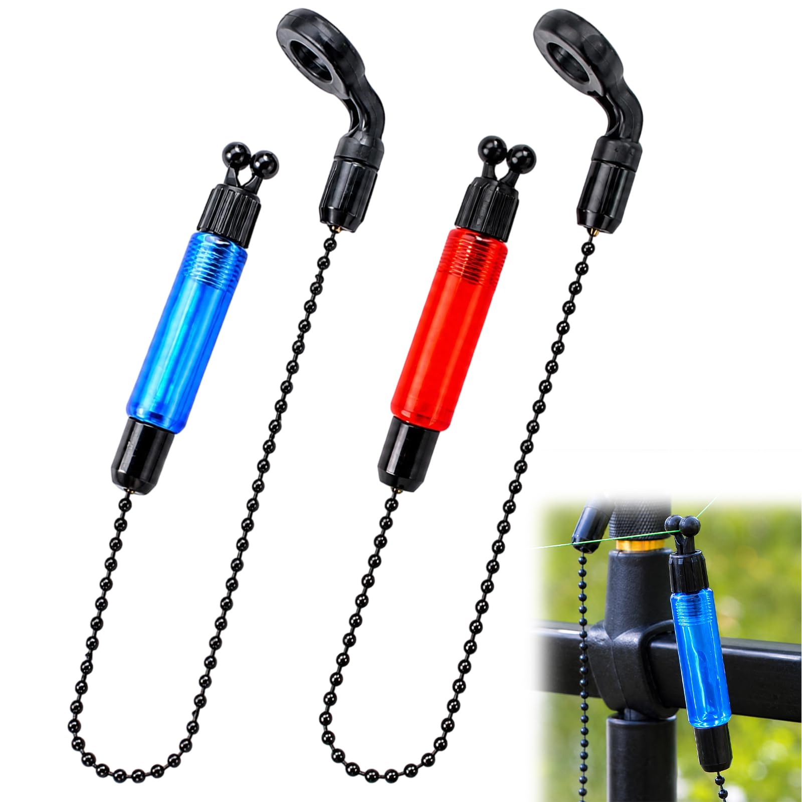 WORUIB 2 Bobbins Carp Fishing, Fishing Bite Alarms for Night Carp Fishing, Bite Alarm Bobbins for Multi-Rod Setups, All-Weather Fishing Bite Indicators with Durable Construction