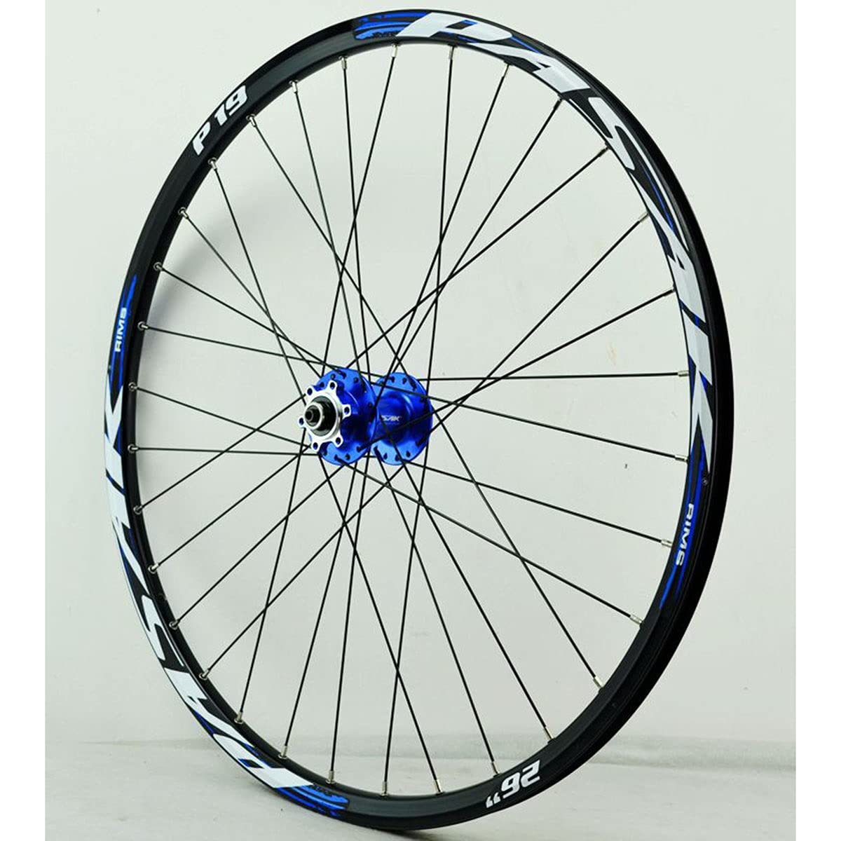ZFF MTB Ruote per Bicicletta 26 27,5 29 Pollici Ruota per Mountain Bike Doppio Muro Cerchio in Lega Rilascio Rapido 7-12 velocità Cassetta Ruota Libera Freno A Disco 32H (Color : Blue 2, Size : 26in)
