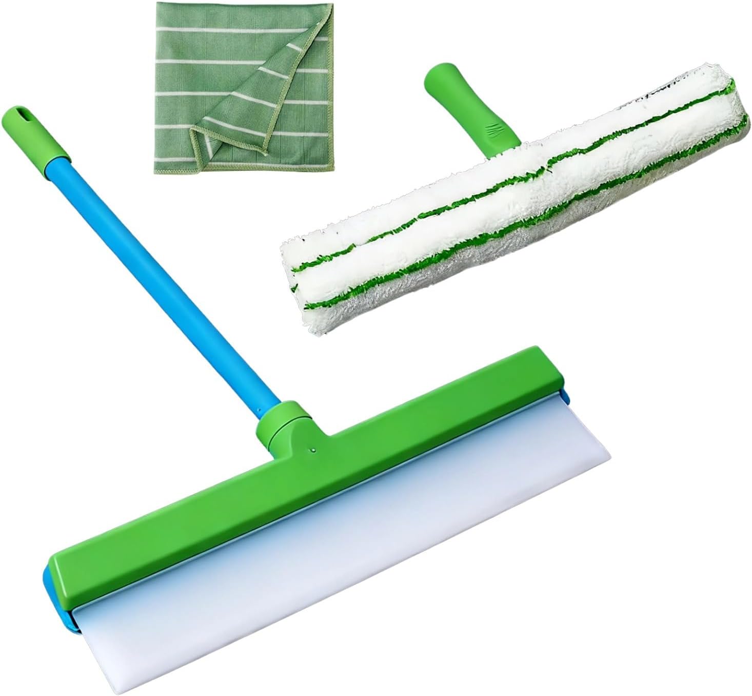 2-Piece Squeegee Kit with 15 in Handle, Microfiber Cloth