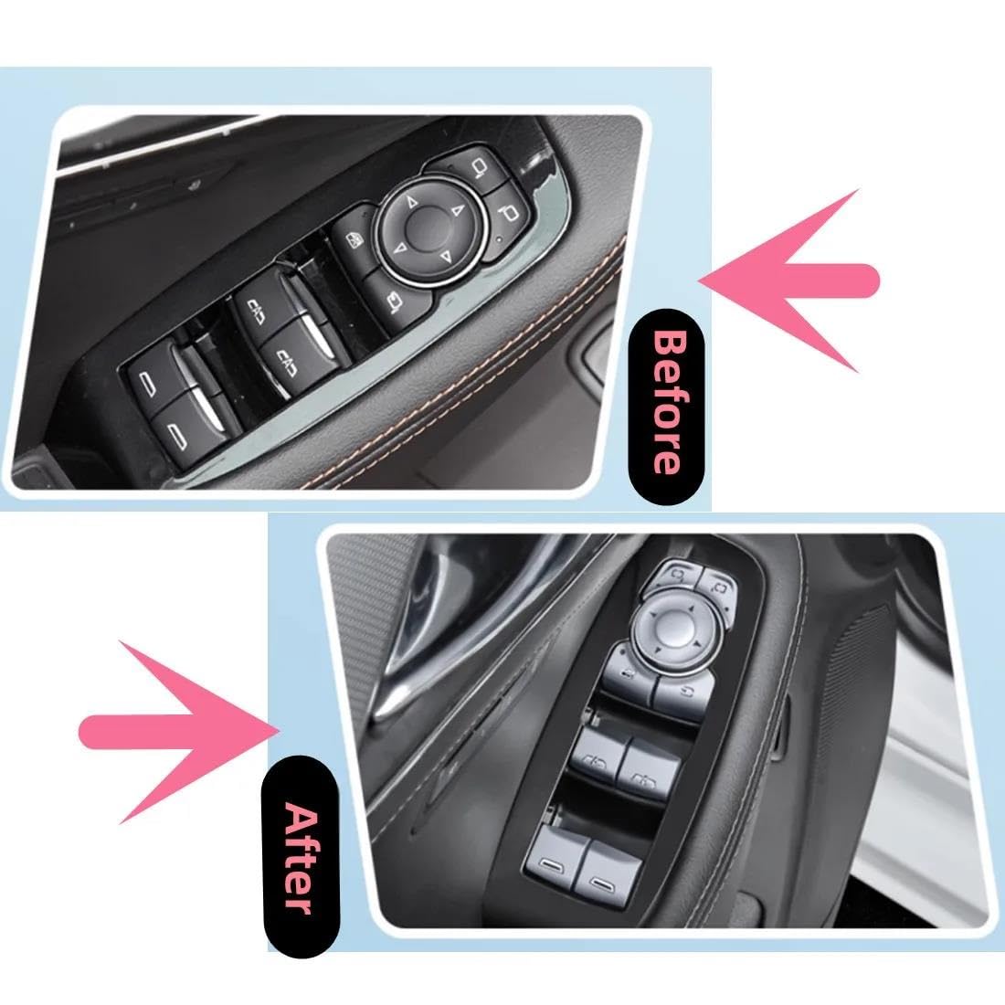SKINII Decorazione Interni per Cadillac XT4 XT5 XT6 CT5 Finestra di Automobile Vetri Ascensore Pulsante Copertura Trim Adesivi per Interni 12 Pz/Set Modanatura Interni