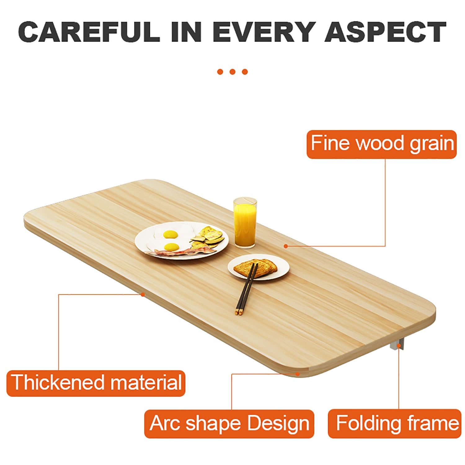 XJBTBA Tavolo Pieghevole Montato a Parete - Piano di Lavoro salvaspazio per Lavanderia e Cucina Tavolo da Pranzo Galleggiante Facile da Montare per uffici, studi e ristoranti.