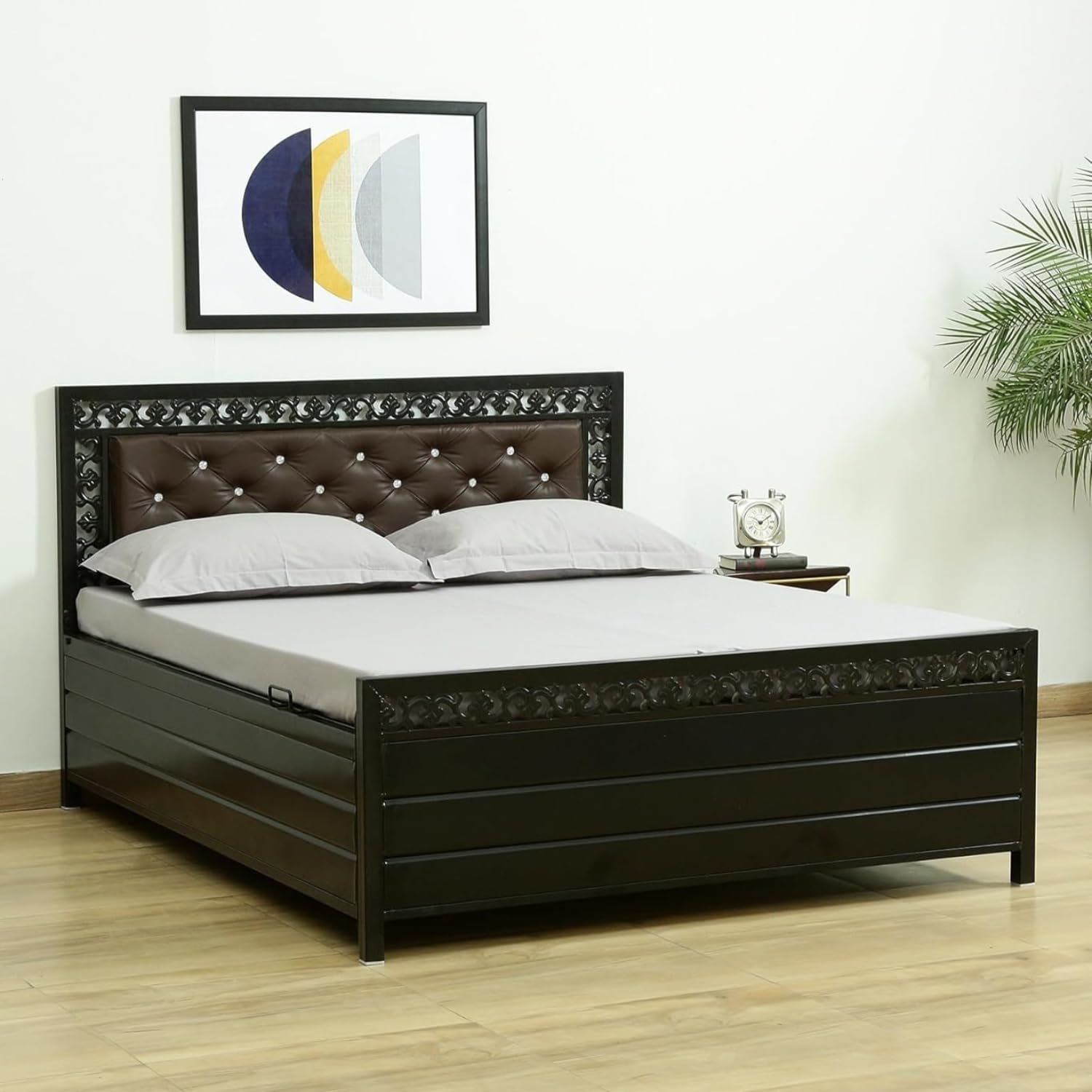 Royal Interiors Carbin Metal Single Bed With Storage And Foam Mattress | Wrought Iron Single Size Cot With Hydraulic Storage| Single Cot Bed For Bedroom With Headboard And Footboard(75X48), Black (B0DBDZZZRP) Amazon Price History, Amazon Price Tracker