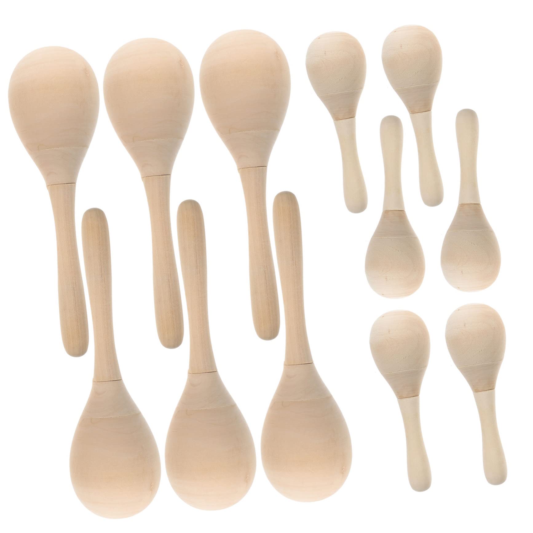 minkissy Maracas in Legno 12 Pezzi per Ragazzo Ragazza Design Creativo e Compatto, Strumento Musicale Fai da Te per Casa e Aula di Scuola