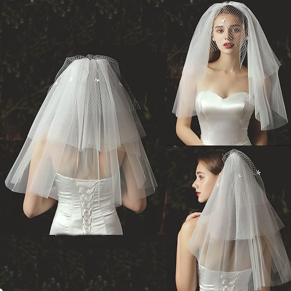 Cage veil Bridal Veil 3T Tulle Veil Women's Wedding Veil