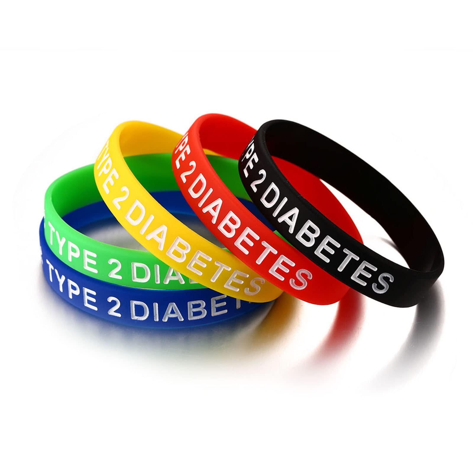 Pulseras de silicona para diabéticos tipo 1/2, impermeables, 7.5 pulgadas, unisex