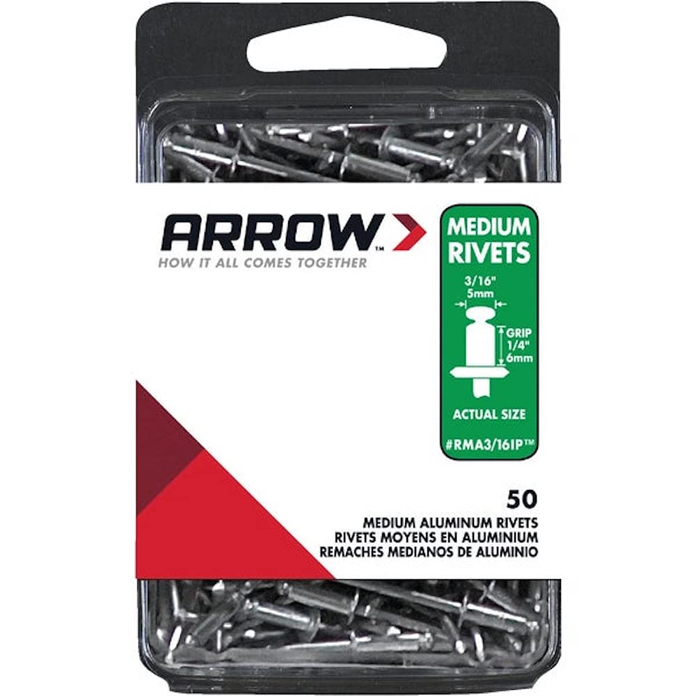 Set of 2 Arrow Fastener RMA3/16IP Medium Aluminum 3/16-Inch Rivets