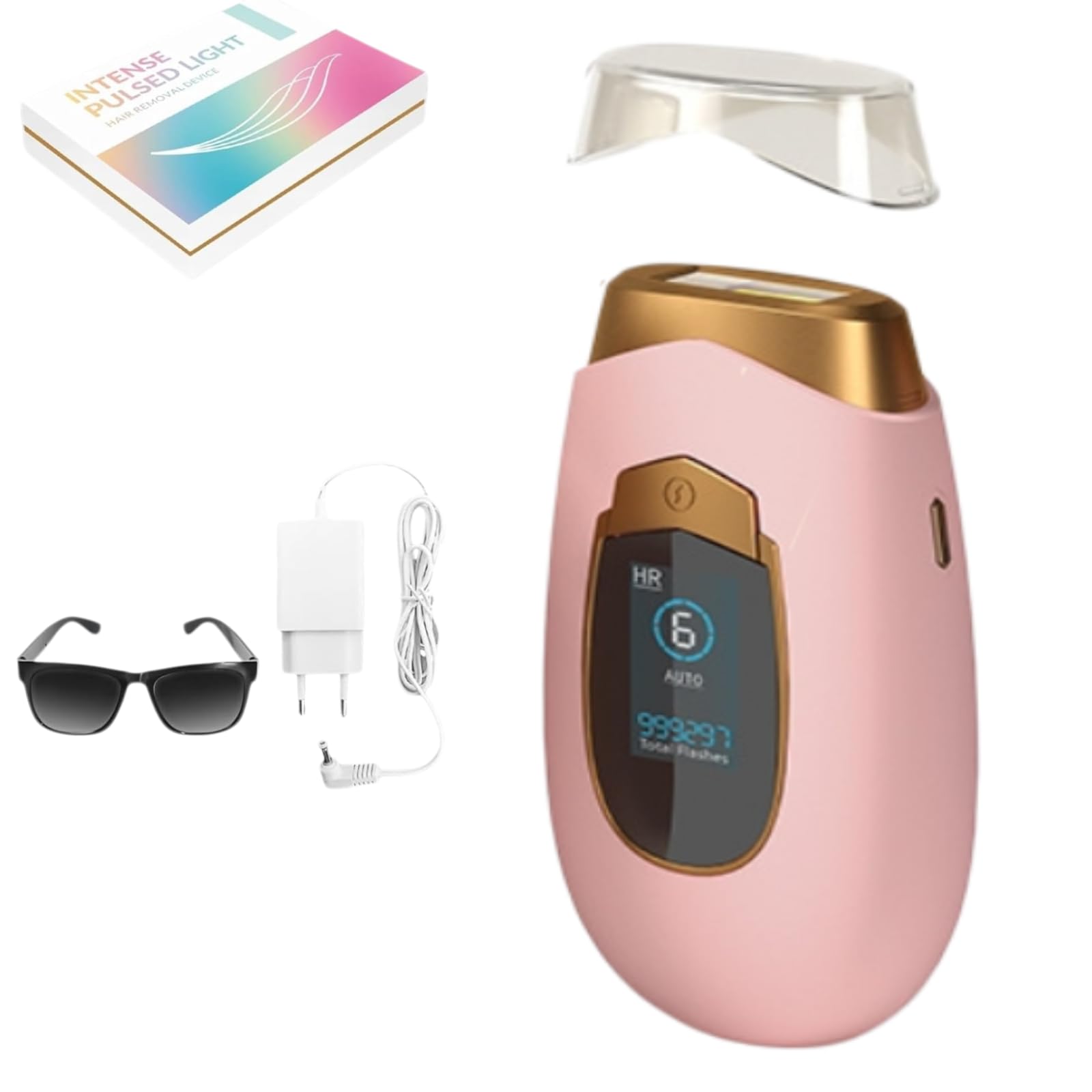 Depiladora IPL con Gafas, Detiene Crecimiento Vello, Piel Suave