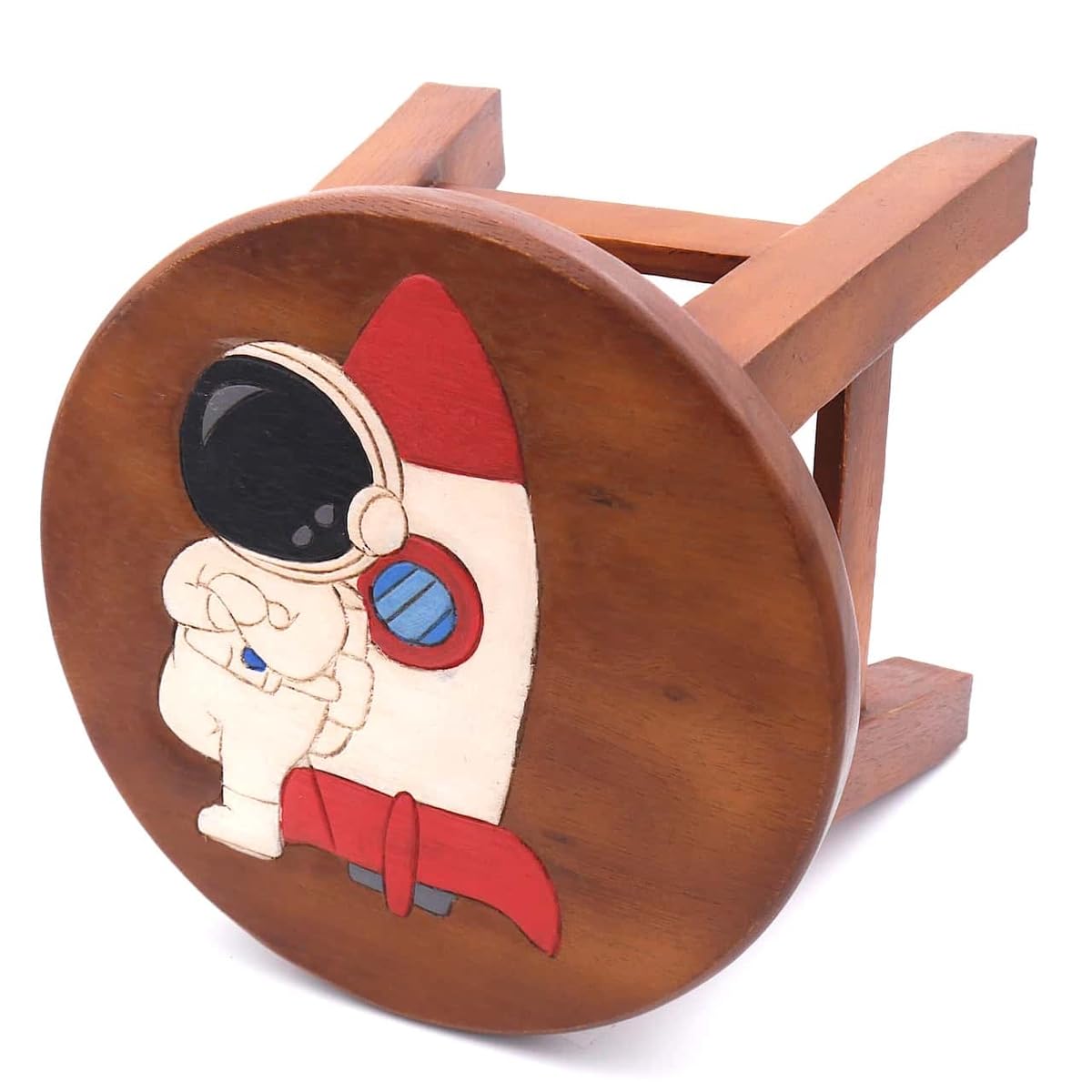 ROMBOL Handgefertigter Kinderhocker, Holz, Kinderhocker:Astronaut