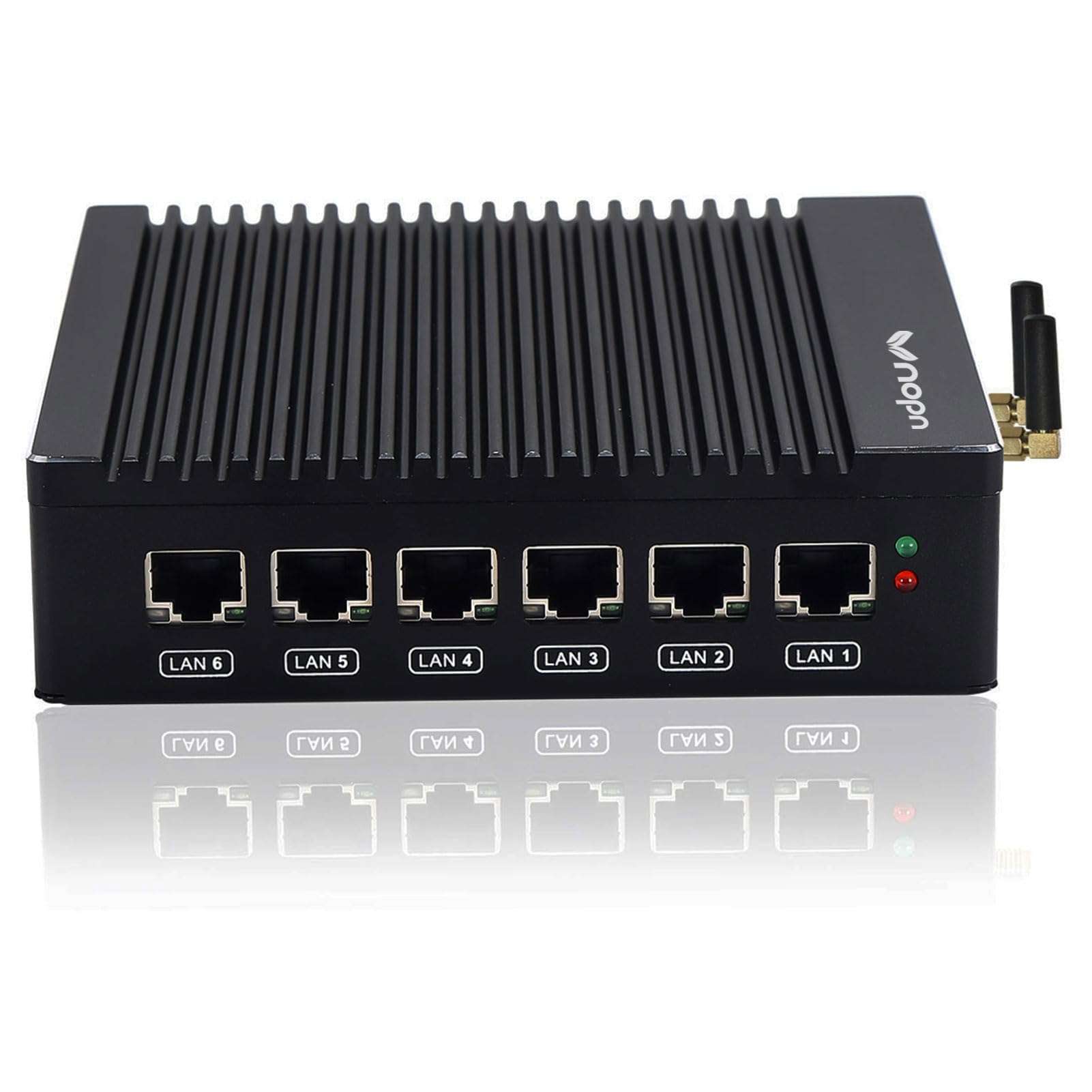 Fanless Firewall Appliance Intel N3700 4C/4T Mini PC 6 x Intel i225/i226 LAN Ports DDR3 SSD, Network Gateway Soft Router, Test with P-F-Sense AES NI (8G-128G-Wi-Fi)