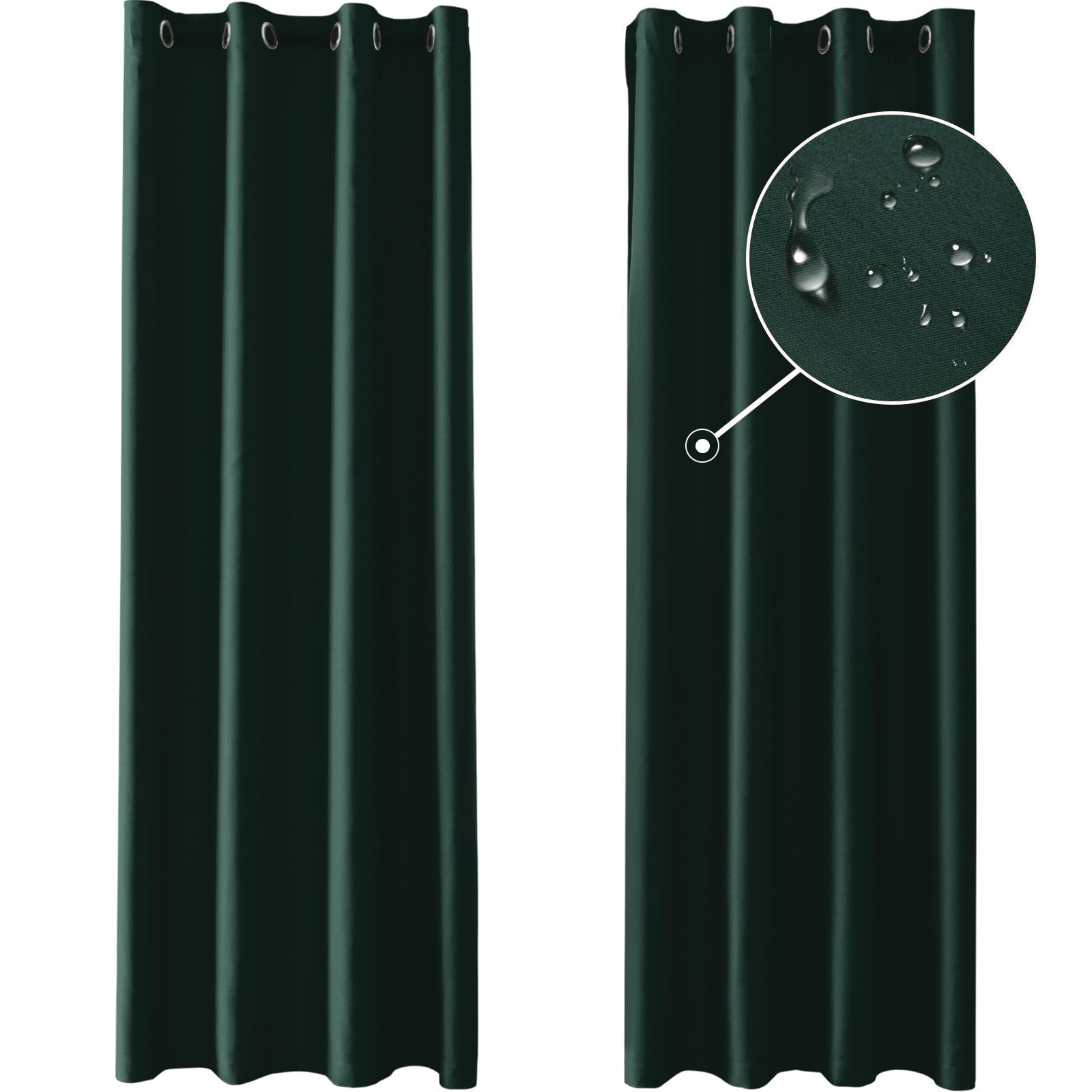 Ystyle Cortinas Salon Dormitorio 2 Piezas, 140×225cm, Cortinas Exterior Terraza Impermeable, Cortina Opacas Modernas Pesante con Ojales, Cortinas Termicas Aislantes Frio Y Calor, Verde