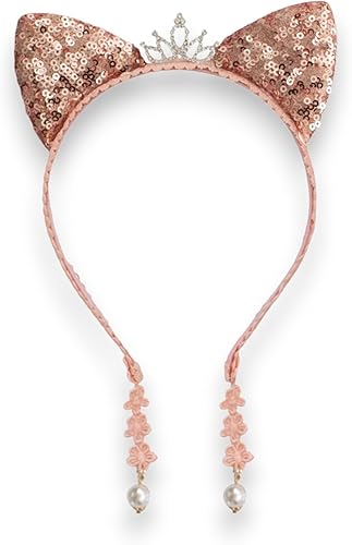 Miniatura 2 de Summer Crystal Diadema con orejas de gato y lentejuelas con dijes, diadema de orejas de gatito para niñas, accesorio ideal para el cabello para