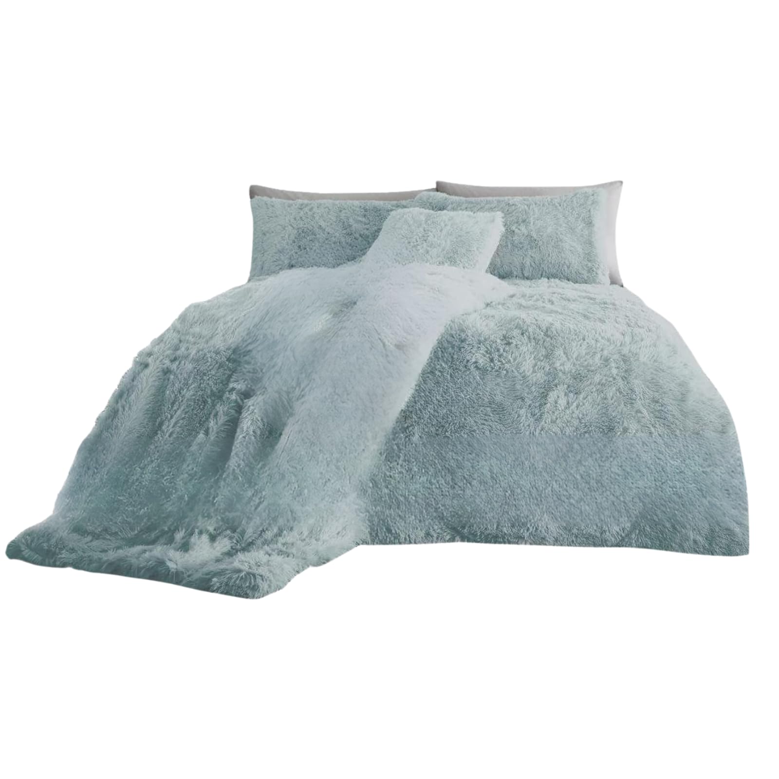 NFK Textile Snuggle Scape Fleece Duvet Set Luxury Bedding Super Soft Warm & Cosy Fluffy Fur Duvet Set (Duck Egg, Single)
