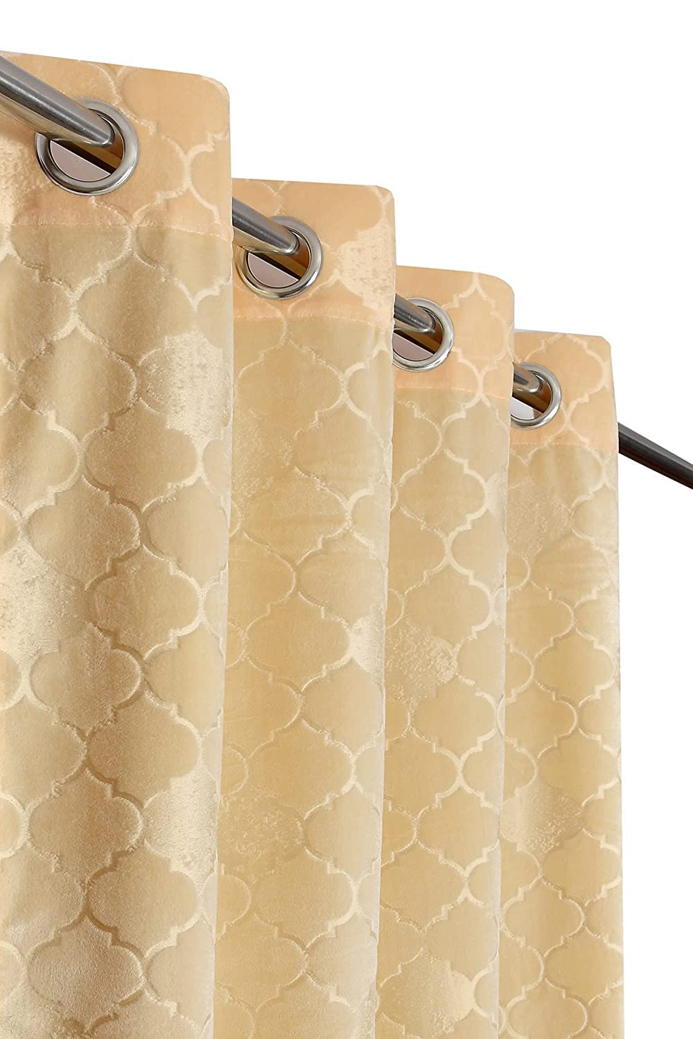 BDecorlish Heavy Soft Abstract Velvet Solid Emboss Texture Room Darkening Long Door Curtains 9 feet Long Set of 4 | Parde for Living Room and Bedroom | Eyelet Rings | Cream Curtains (B0CRF8T4B1) Amazon Price History, Amazon Price Tracker