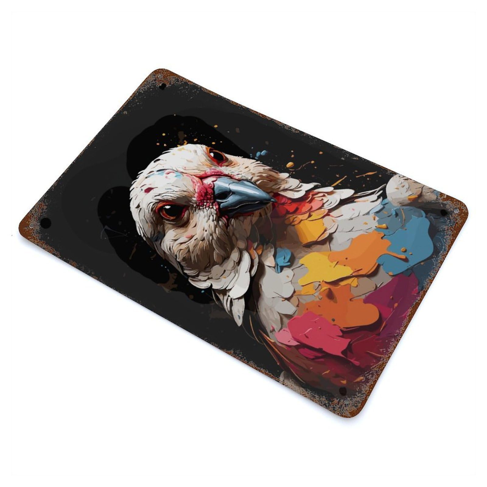 Garage Style Dove Animal Splatter Rusty Metal Tin Sign 11.8"x7.9", Industrial Home Decor for Bar And Workshop