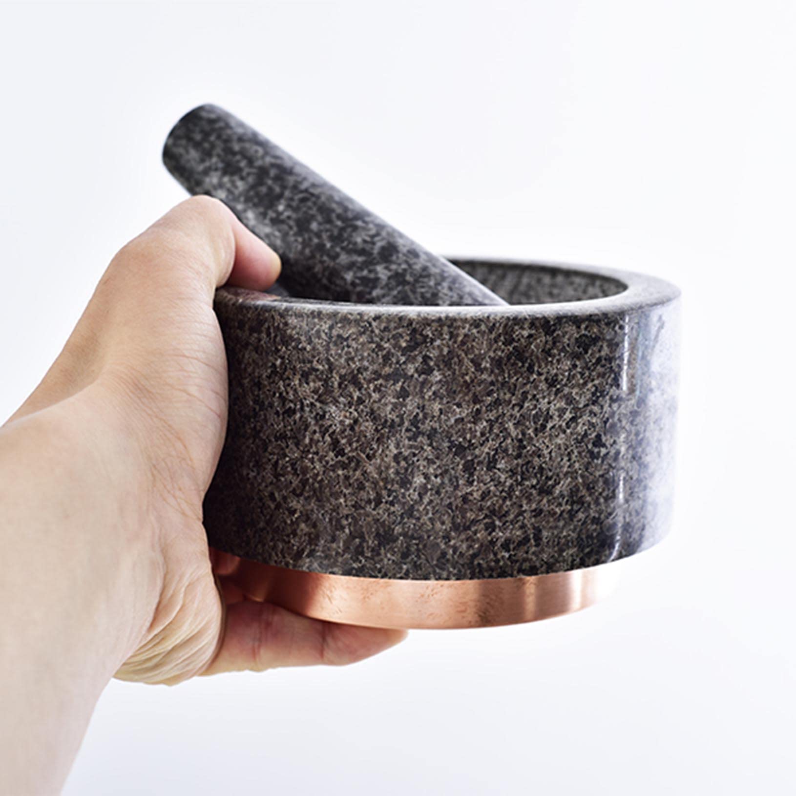Grande Set di Mortaio e pestello, Pietra di Granito lucidata e scolpita a Mano - Perfetto per Cucinare e preparare Il Guacamole - Ottimo Strumento o r