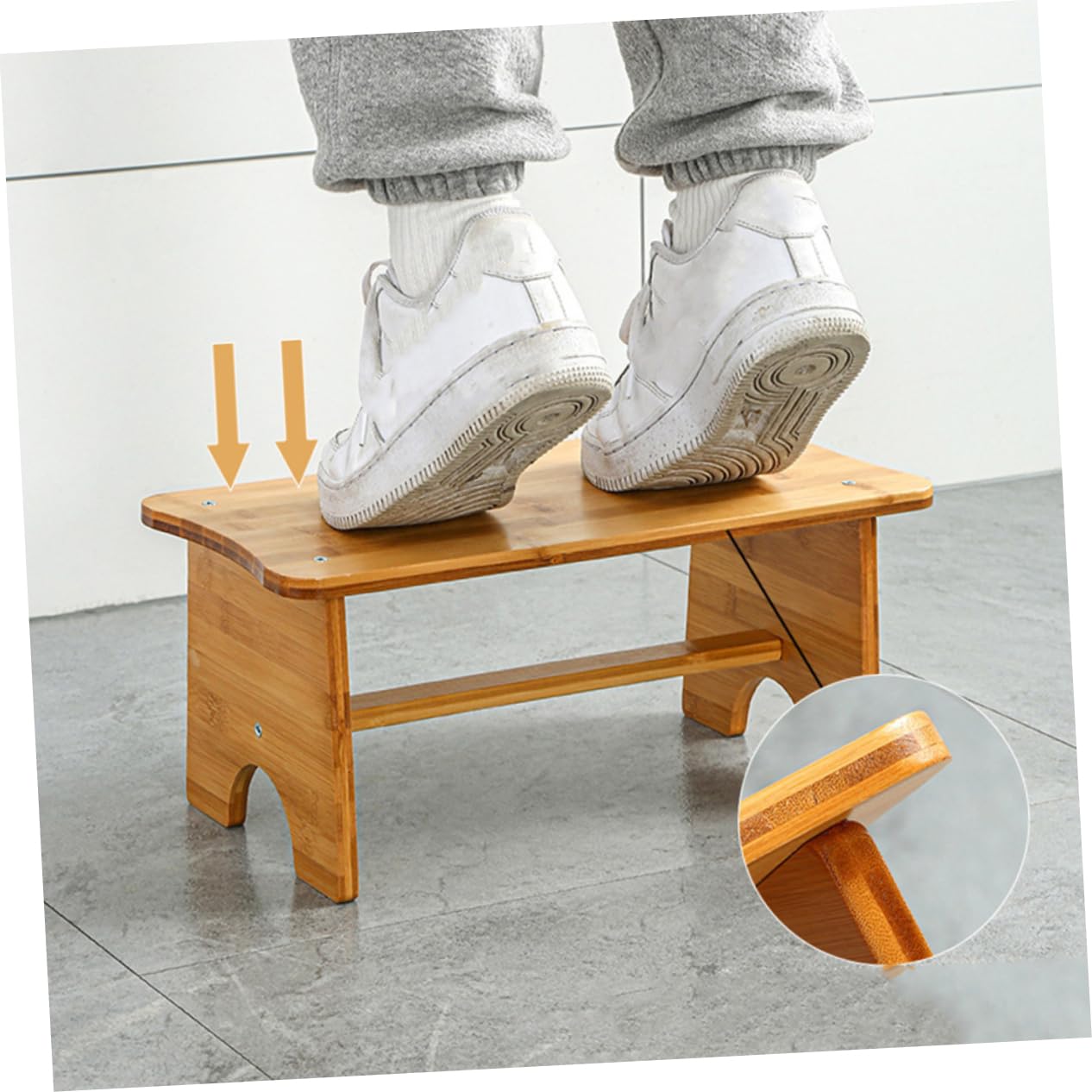 Happyyami Small Footstool for Toilet Wooden Sitting Stool Anti-Skid Stool for Squatting