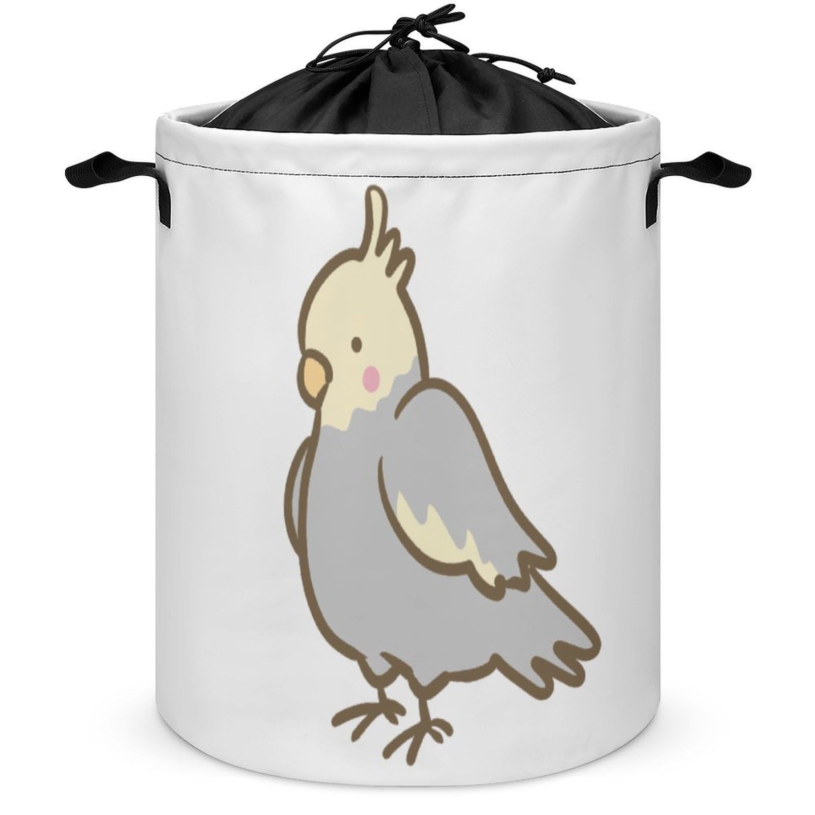 Wlntrophic Drawstring Laundry Hamper, Cockatiel Parrot Laundry Basket, Washing Basket with Handle