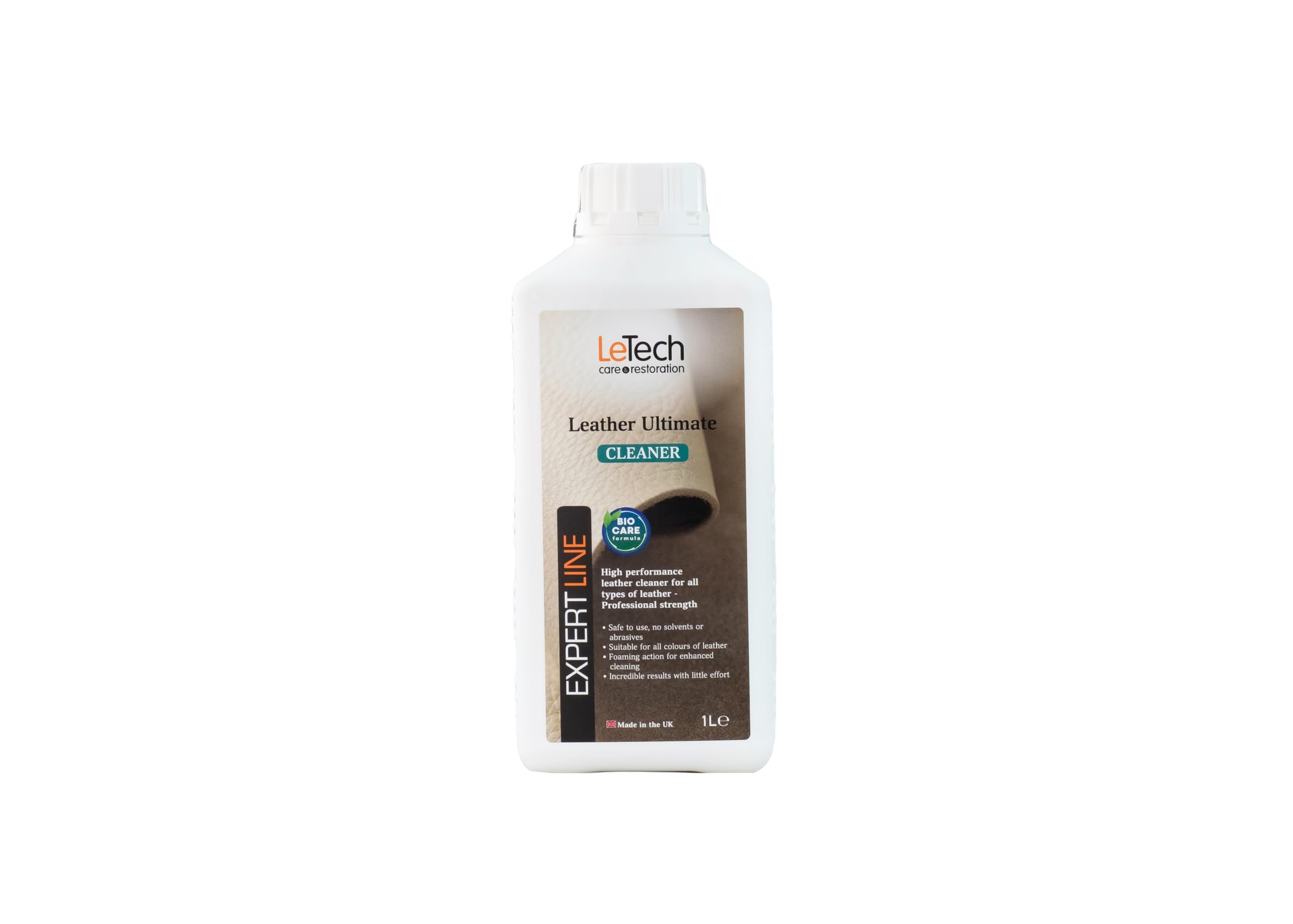 Letech Leather Cleaner – 1L Refill Bottle for Deep Leather Cleaning: Furniture, Auto Interiors, Shoes & More | 1000ml / 33.81 fl oz | Made in UK