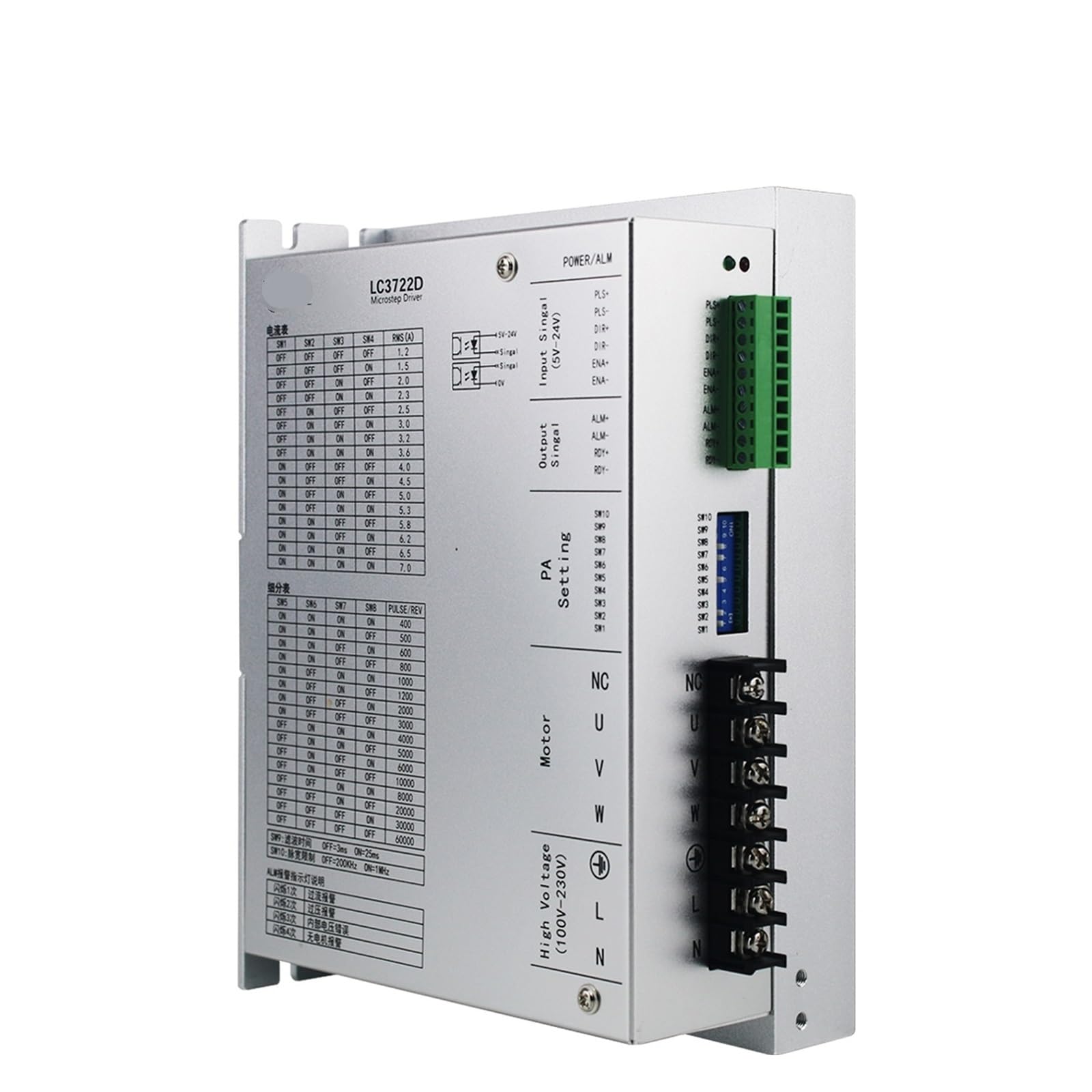 3-fazowy sterownik krokowy Nema42 Openloop AC110V ~ 280 V 7 A 400 ~ 60000 ppr AC silniki z otwartą pętlą sterowniki do robota przemysłowego