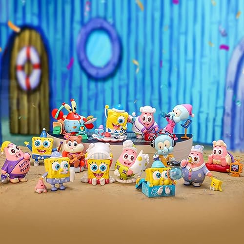 Miniatura 2 de POP MART Pijama Bob Esponja Serie de 1 pieza Caja de figura de acción exclusiva de juguete a granel popular juguete de arte coleccionable figura