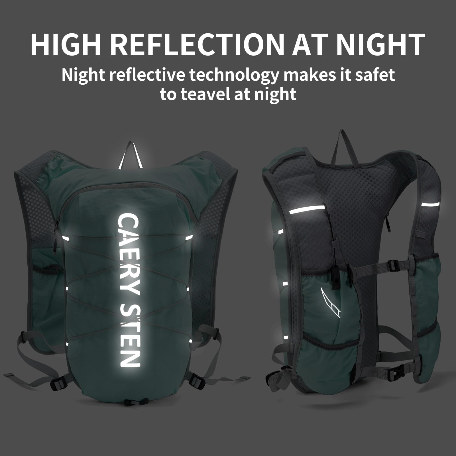 Carey STEN Mochila hidratada, chaleco para correr, combinada con una bolsa de agua de 1.5 L, mochila de senderismo, adecuada para correr, senderismo, maratón y tanto hombres como mujeres