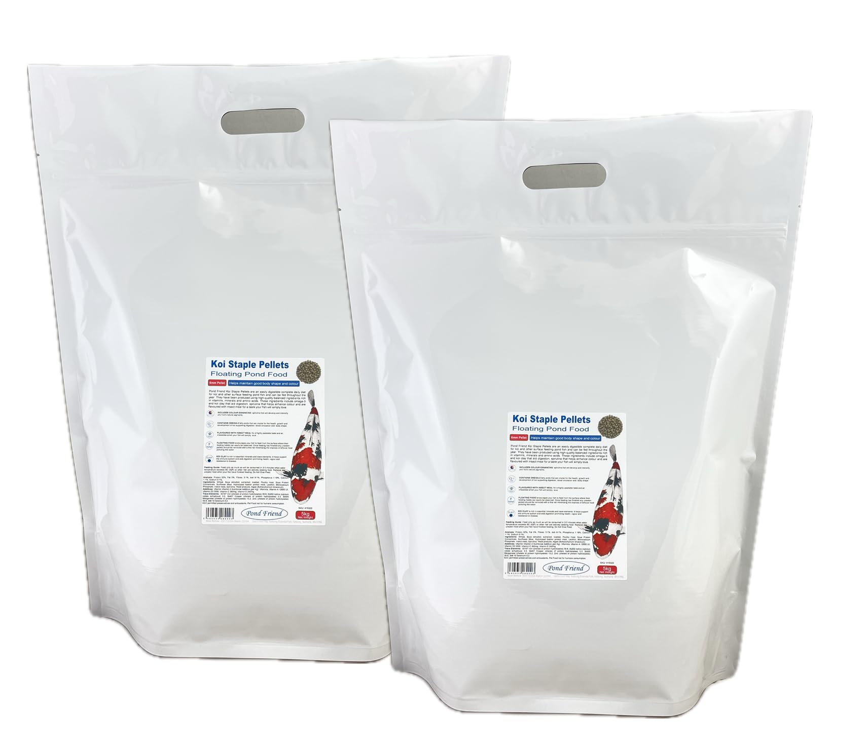 Pond Friend Koi Staple Pellets Floating Fish Food 10kg 6mm With Spirulina Colour Enhancer