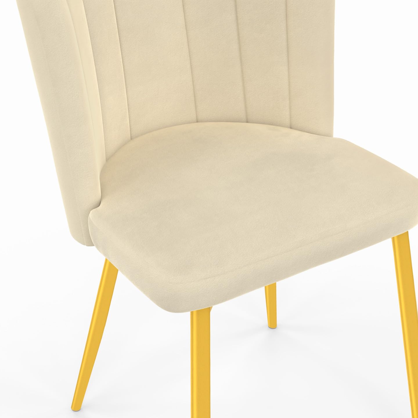 IDMarket – Juego de 2 sillas de concha Adella Beige de terciopelo con patas doradas