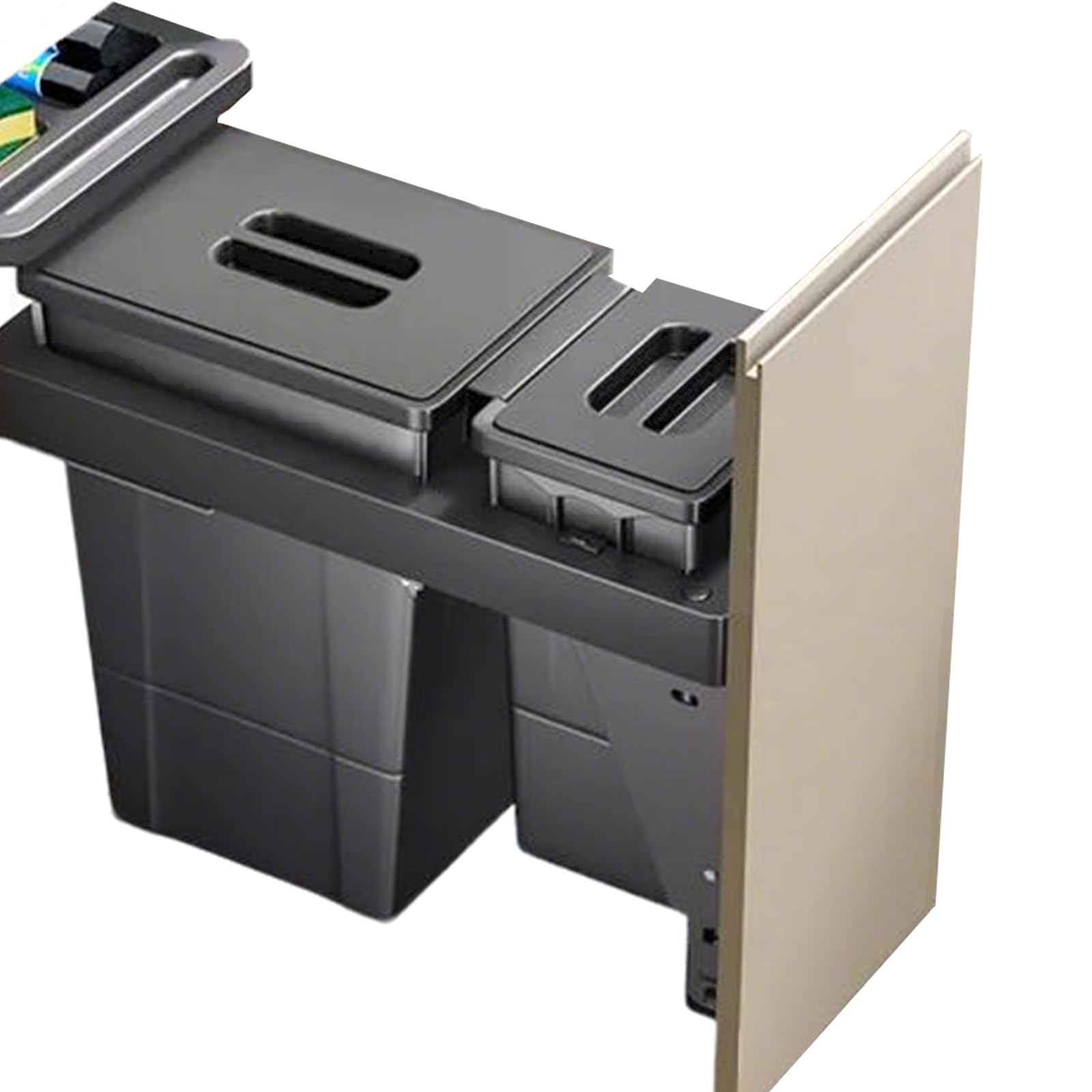 Cubo basura extraible bajo fregadero Depósito doble de gran capacidad de 18+6 litros material ABS riel de amortiguación cubo basura para casas restaurantes