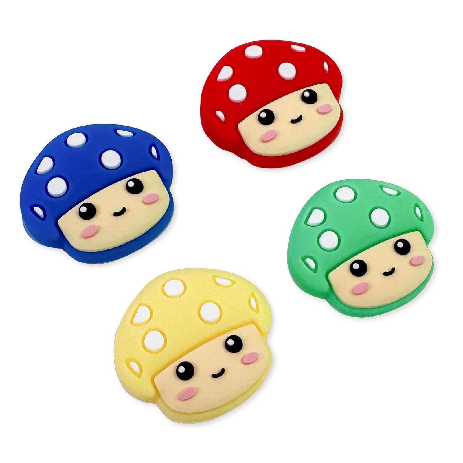 Switch Joycon Thumb Grips Caps, 4 PCS Cute Kawaii 3D Silicone Analog Thumbstick Button Cover Compatible with Nintendo Switch Lite/OLED Joystick Caps (Multicolor Mushroom)
