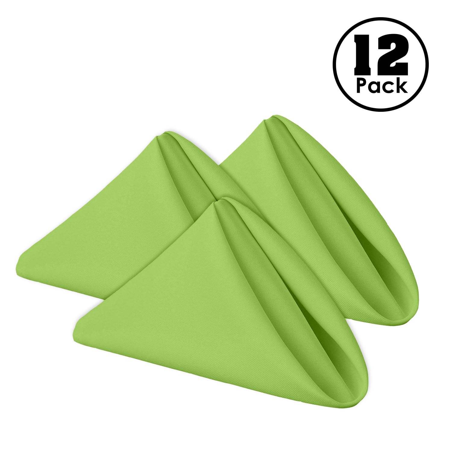 Gee Di Moda Cloth Napkins - 17 x 17 Inch Apple Green Dinner Napkins - Set of 12 Soft & Absorbent Washable Fabric Cloth Table Napkins with Hemmed Edges for Hotel Restaurant, Holiday Parties & Wedding