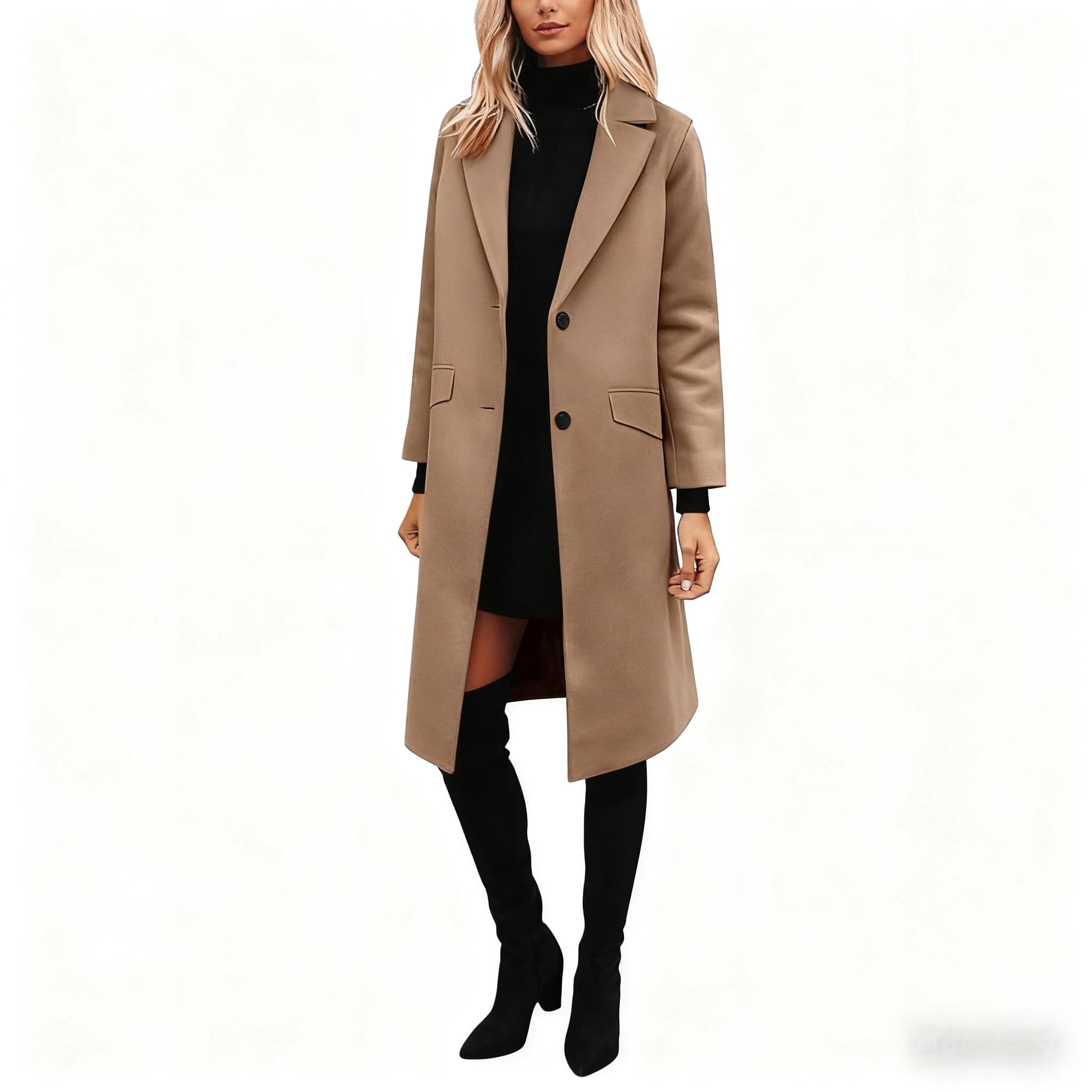 Generico Cappotto Di Lana Da Donna Giacca Invernale In Misto Lana Monopetto Lungo Cappotto Da Pisello Spesso E Caldo Soprabito Da Donna Elegante Antivento Da Lavoro