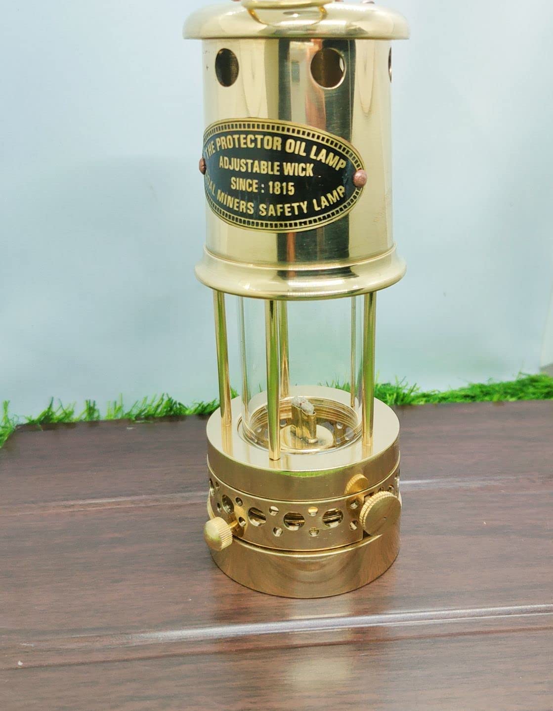 Antique Handicrafts Hub Fully Functional Brass Vintage Miner's Lamp-Replica Safety Coal Mine Oil Lamp-Outdoor/Indoor Decor-Housewarming-Christmas-Birthday-Dad Gift, Gold