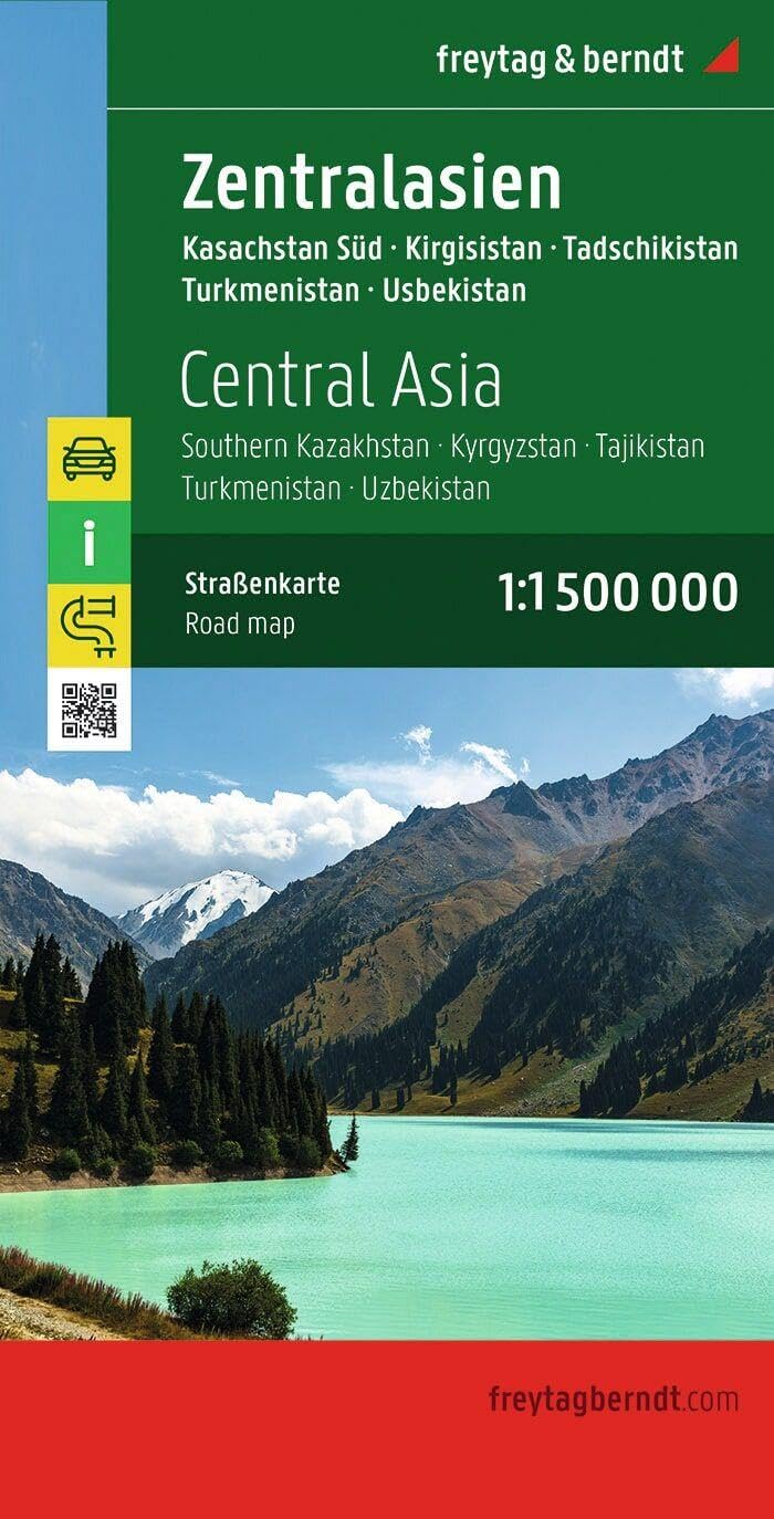 Central Asia - Kazakhstan South - Kyrgyzstan - Tajikistan -Turkmenistan - Uzbekistan, road map 1:1.500,000.