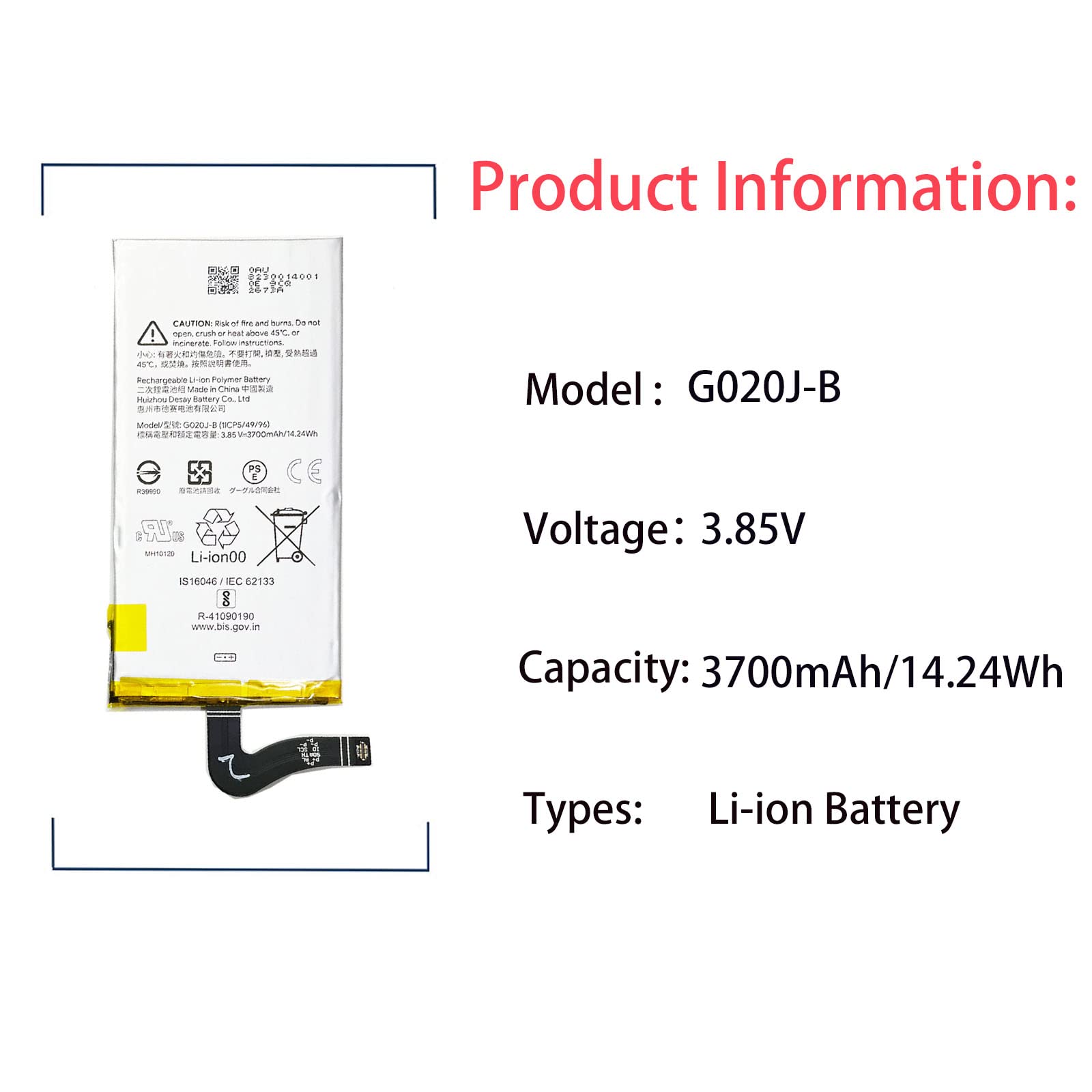 Aousavo G025J-B Batteria di ricambio compatibile con Google Pixel 4A 4G Batteria con kit Free Toolkit (***Non per pixel 4A 5G Aousavo G025J-B Batteria di ricambio compatibile con Google Pixel 4A 4G Batteria con kit Free Toolkit (***Non per pixel 4A 5G