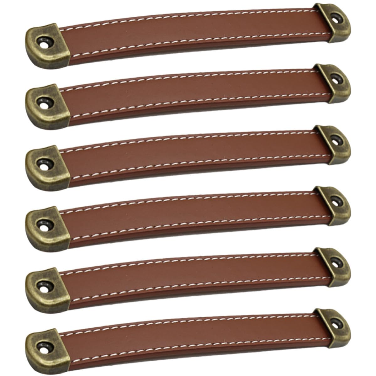 Vaguelly Maniglie per Armadio in Pelle Sintetica Marrone 6 Pezzi, Facili da Installare Design Semplice e Contemporaneo, Distanza Foro 160mm, Pratiche per Cassetti e Porte