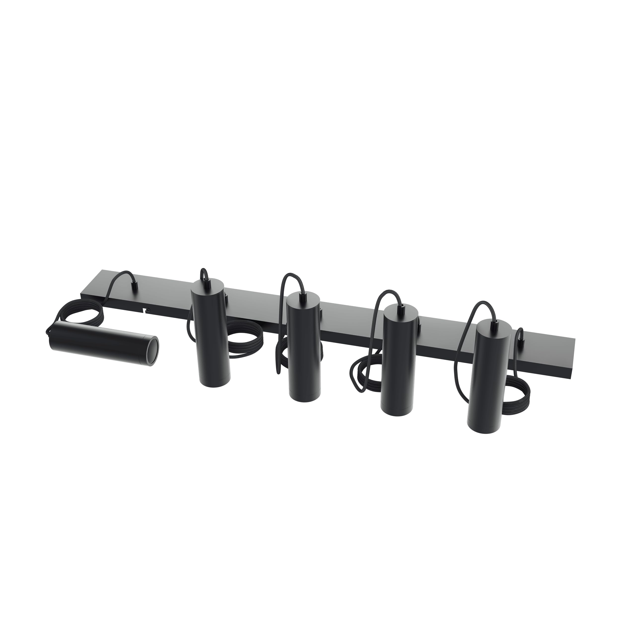CALEX Pendelleuchte GU10, 5-flammig, Zylinder aus Aluminium, Höhenverstellbar, Matt Schwarz