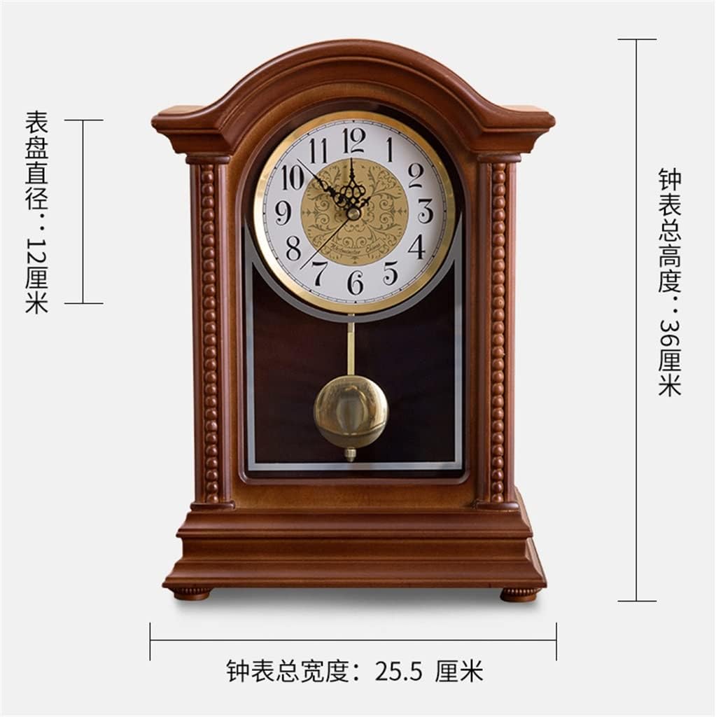FMURY Music Timekeeping Classical Solid Wood Desk Clock Decorative Pendulum Clock Table Clock American Silent Clock