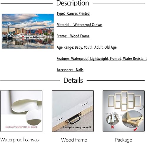 Miniatura 7 de chenchenArt Erie Pennsylvania - Arte de pared de paisaje urbano del centro de Estados Unidos para oficina, sala de estar, dormitorio, decoración del