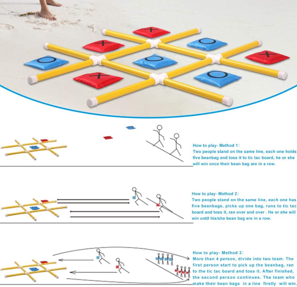 OTTARO Giant Tic Tac Toe Game Outdoor Indoor for Family, Outdoor Bean Bag Toss Game for Adults and Kids(3ft x 3ft)