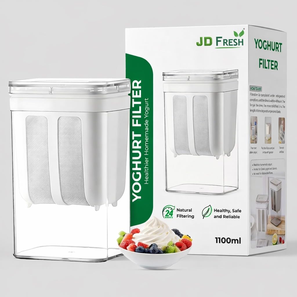JD FRESH Greek Yogurt & Curd Maker/Fine Mesh Strainer with Lid/Hung Curd Strainer Box/Home Essentials/Hung Curd/Perfect for Homemade Yogurt/Curd/Cheese & More (500 ml)