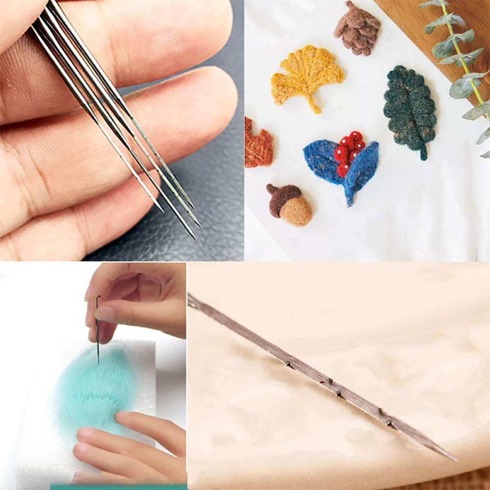 Viltnaald Tool Vilten Starter Kit 3 maten vilten naalden met houten handvat, pincet, vingerbed, schaar en ander gereedschap voor kinderen volwassenen DIY kerst Craft