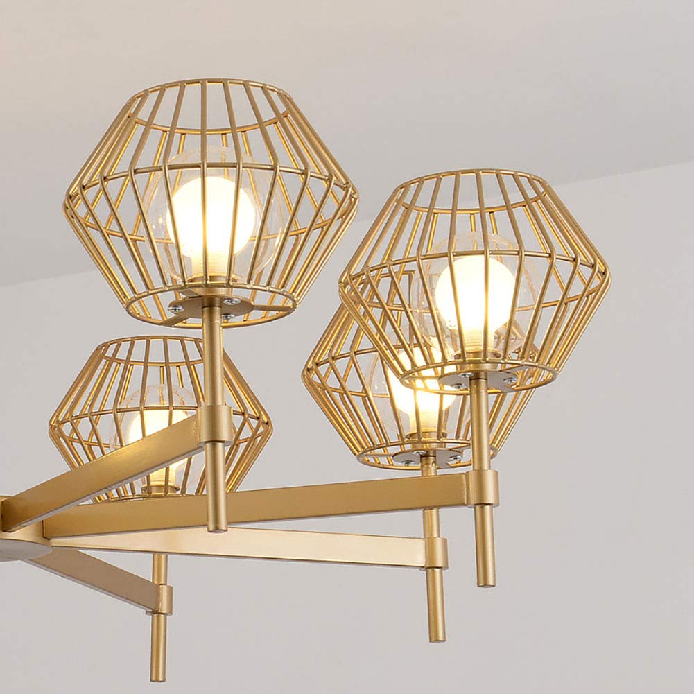 Lampadario Moderno Dorato a 8 luci Sputnik Mid Century, Lampada a Sospensione Industriale in Ferro per Cucina, Sala da Pranzo, Soggiorno - Dorato È così Gentile da Parte Tua