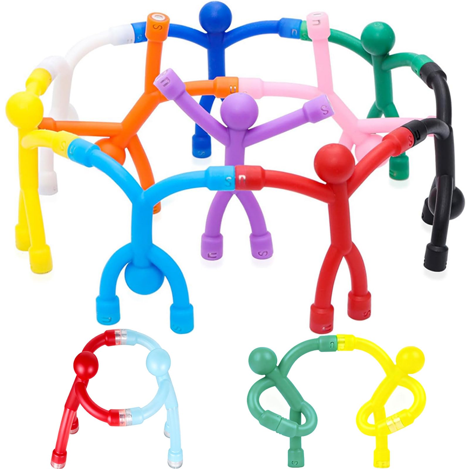Houbobo Magnetic Fidget Travel Toys for Kids Age 3-8 Year Old, 12Pcs Multipurpose Magnets Men Set for Travel Airplane Play