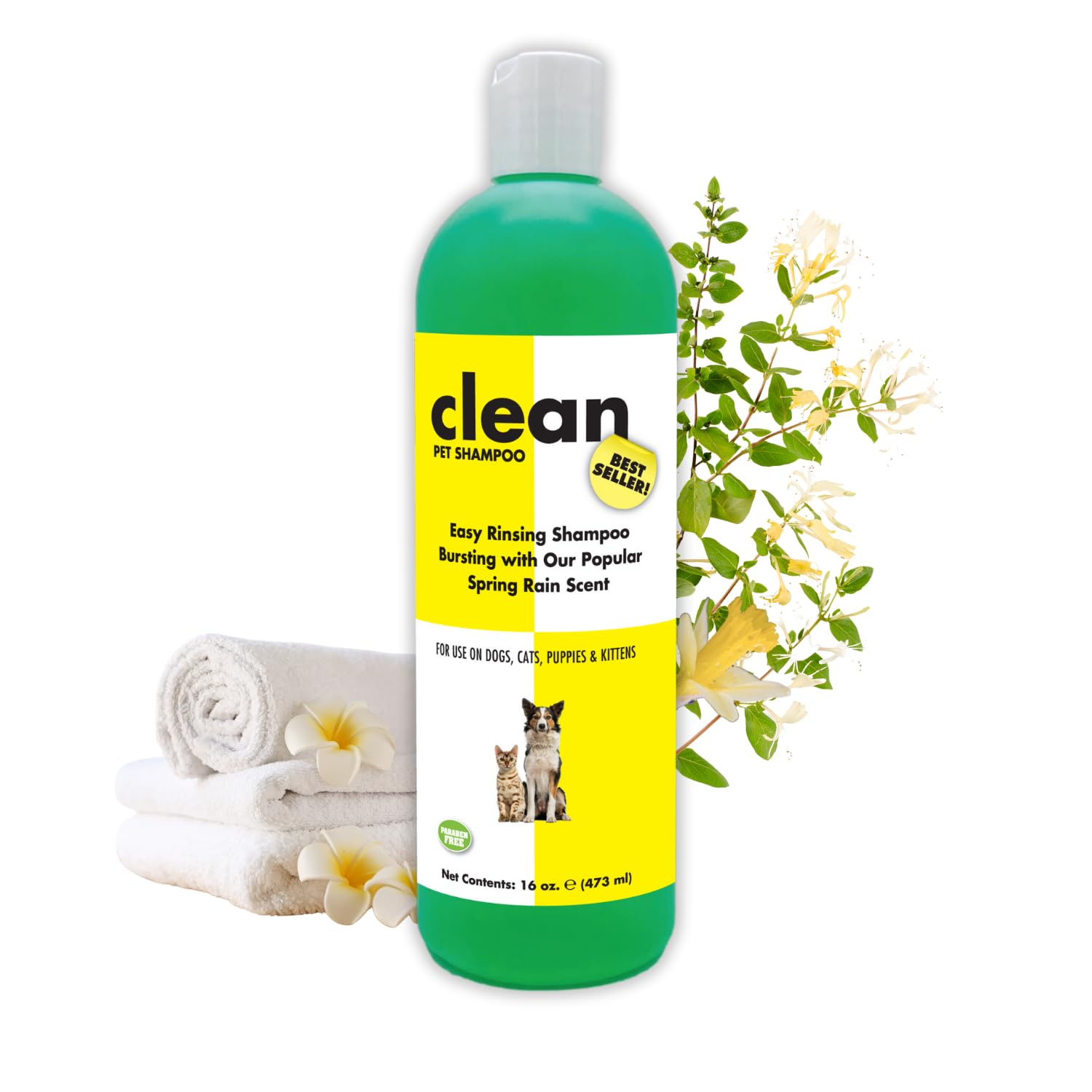 Clean Shampoo for Dogs and Cats with Great Long Lasting Scent 16 oz. | Cruelty-Free | Paraben-Free | Biodegradable and Non-Toxic | Made in USA