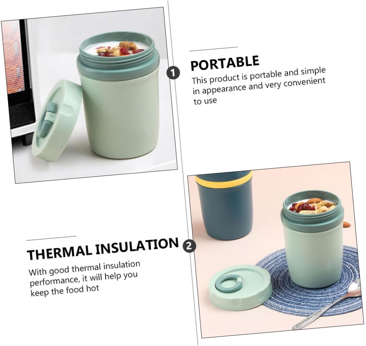 SOLUSTRE Soup Containers Lids for Lunch Sealed Soup Cup Insulated Milk Jar Leakproof Cereal Cup Thermal Insulation Microwave Heating
