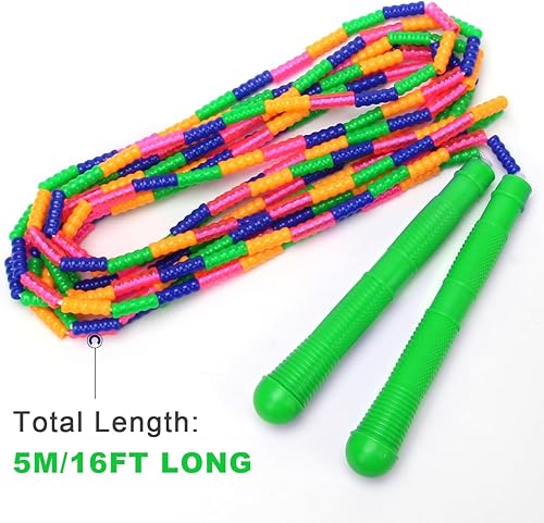 Miniatura 5 de Coolrunner Cuerda de saltar de 16 pies de largo (1 paquete), cuerdas de saltar holandesas dobles, cuentas suaves para niños adultos, plástico